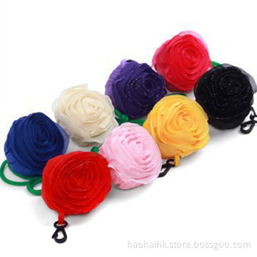 Polyester Rose Flowers Shopping Bag, It Can be Folded and Cleaned, Environment-friendly